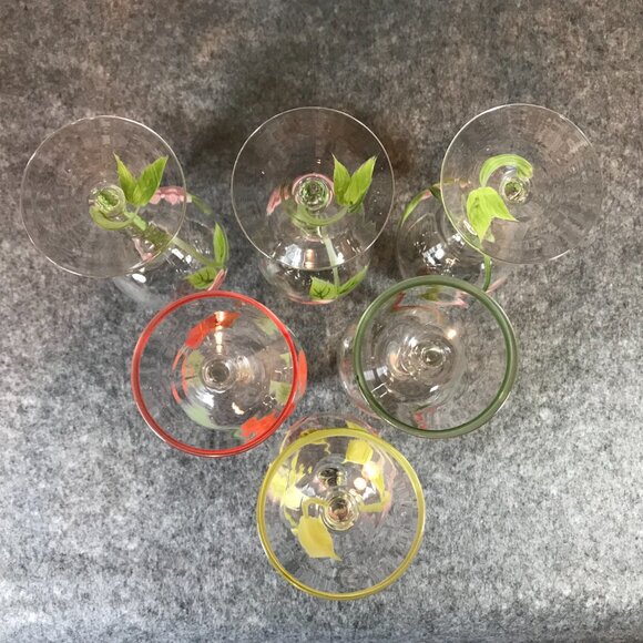 Wine Glasses Hand Blown Hand Painted Set of 6 - Picture 7 of 7